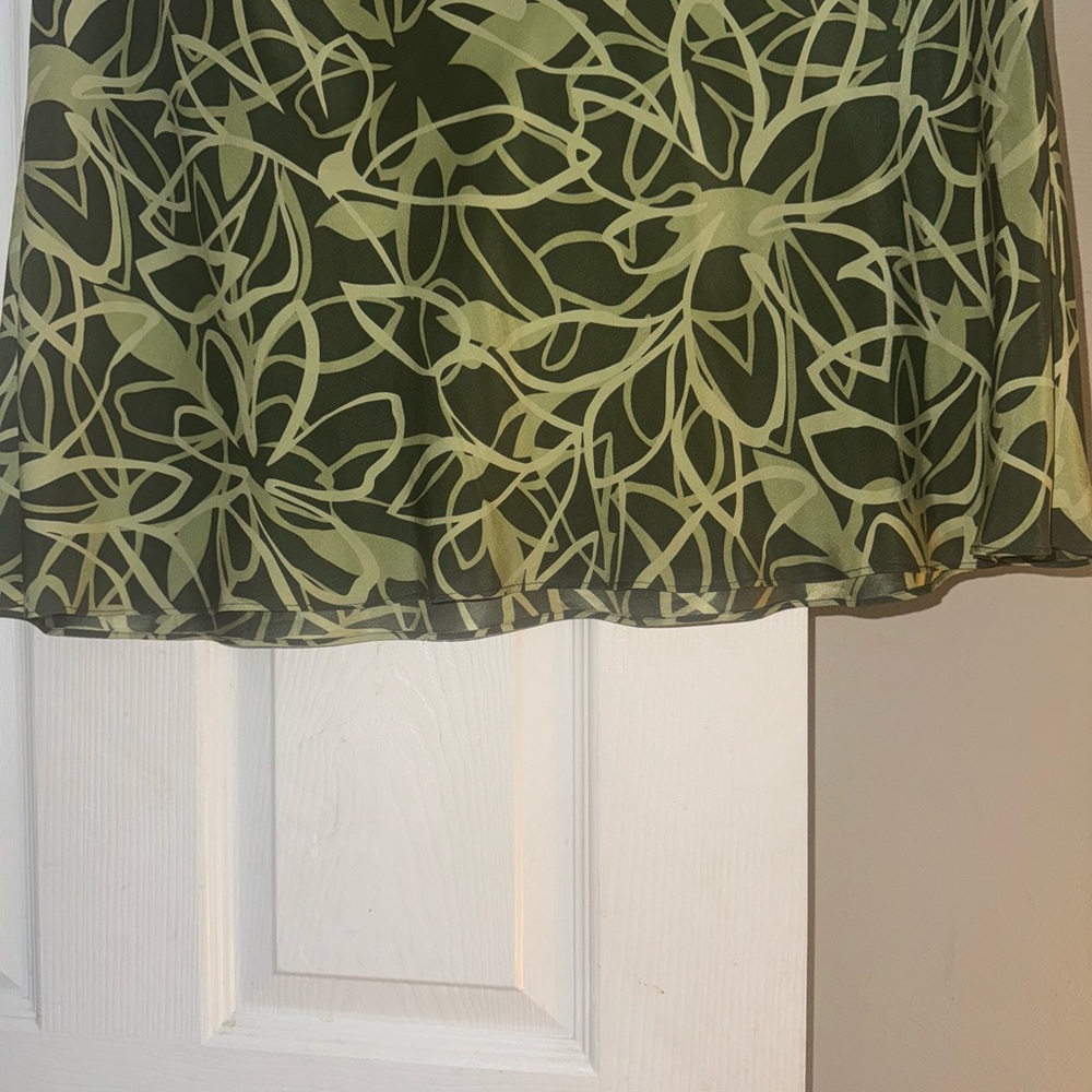 Amanda Smith Green Leaf Pattern A-Line Slip Skirt - image 5